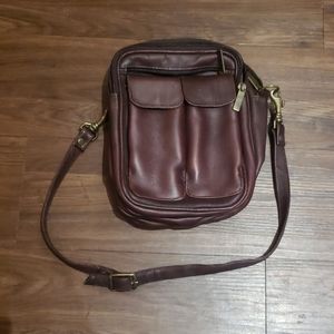 Genuine leather purse bag brown